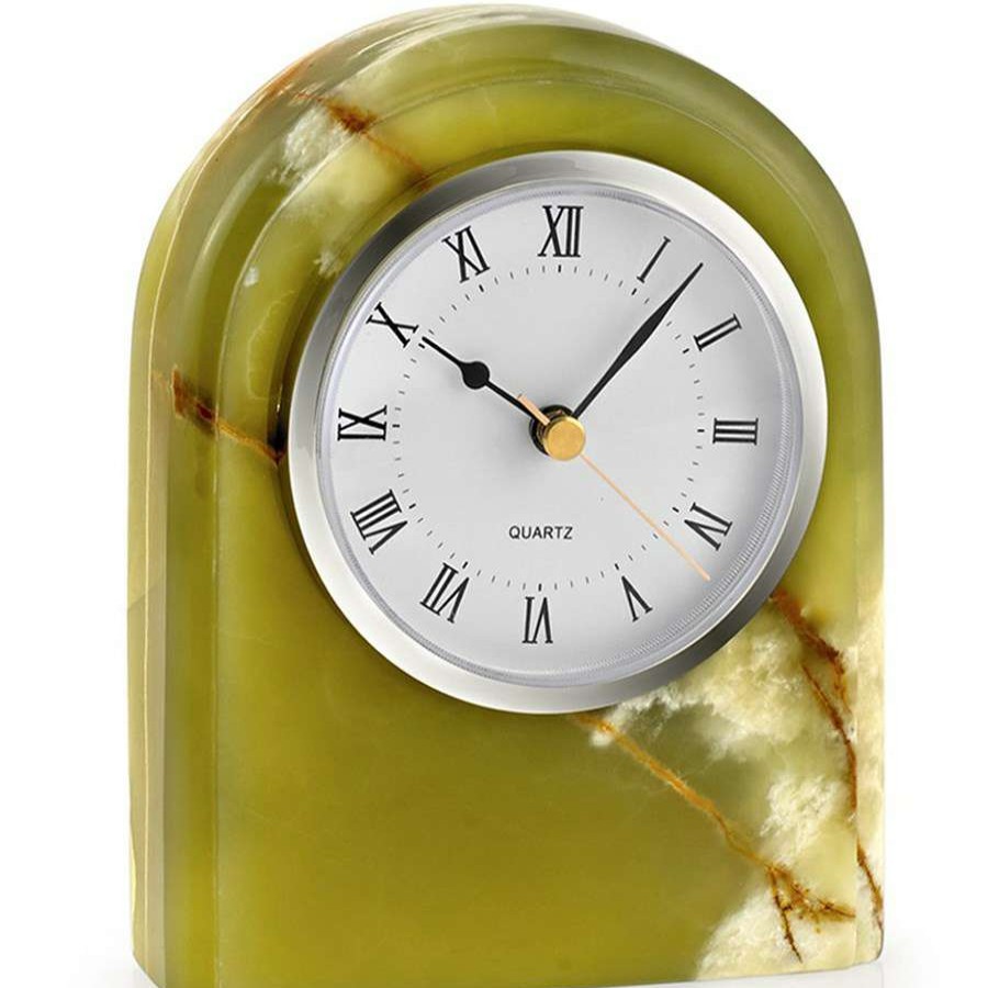 Clocks * | Scully & Scully Polaris Whirl Green Onyx Clock