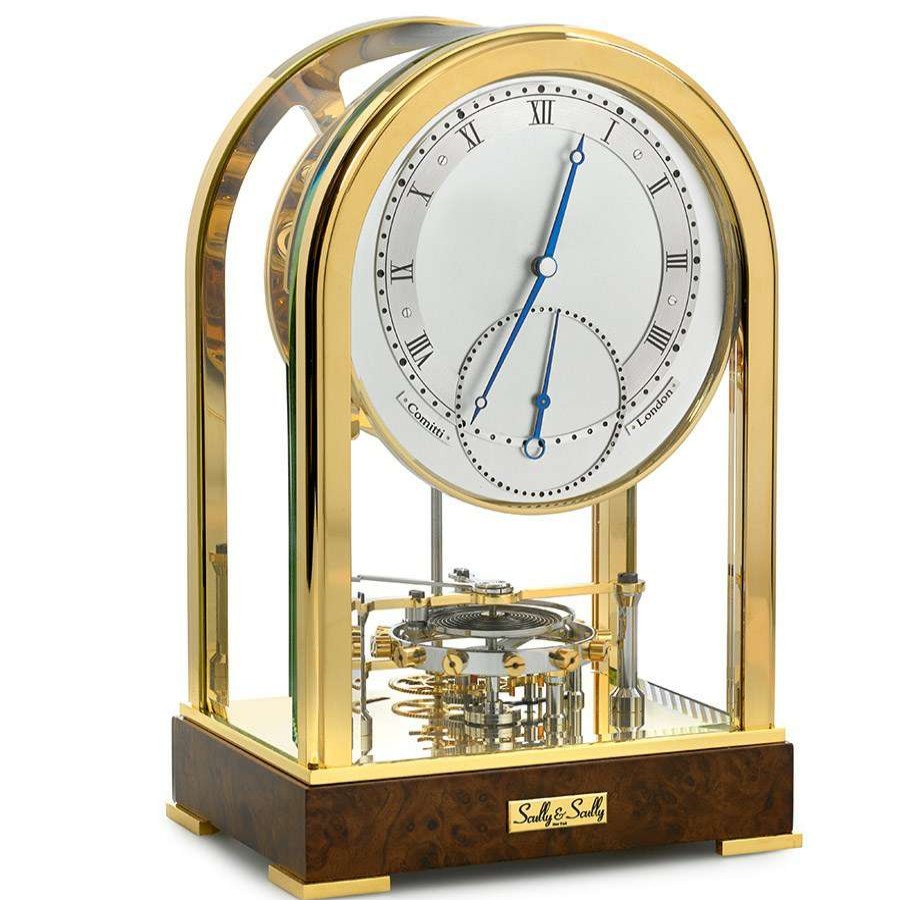 Clocks * | Scully & Scully Meridian Coaxial Gold-Plated Clock